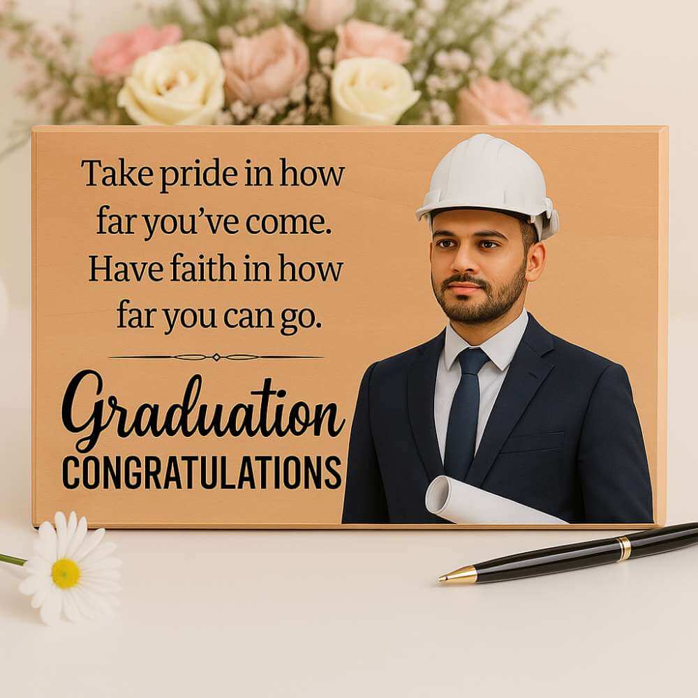Engineer Graduation Wooden Plaque with Photo