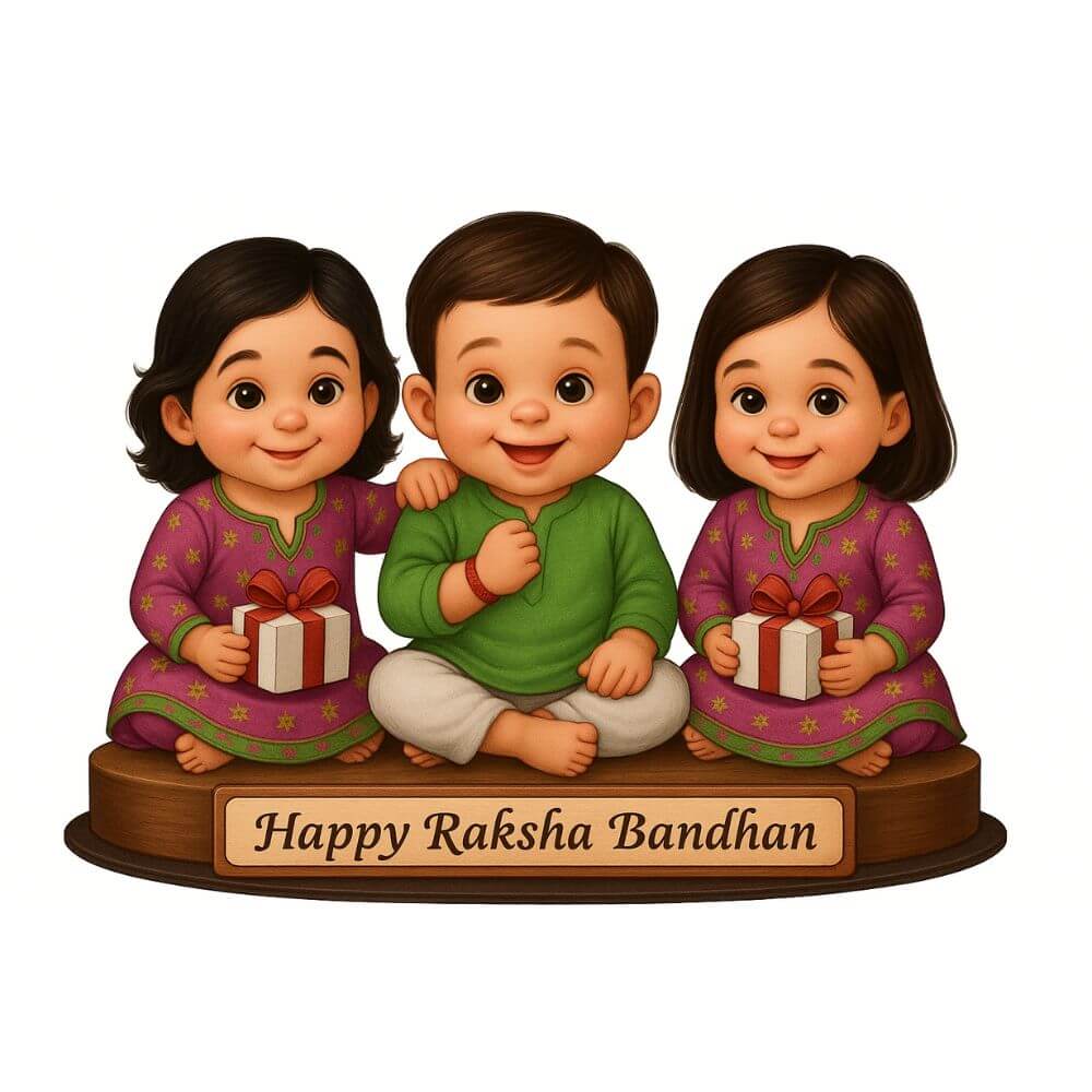 Cute Raksha Bandhan Caricature for Kids
