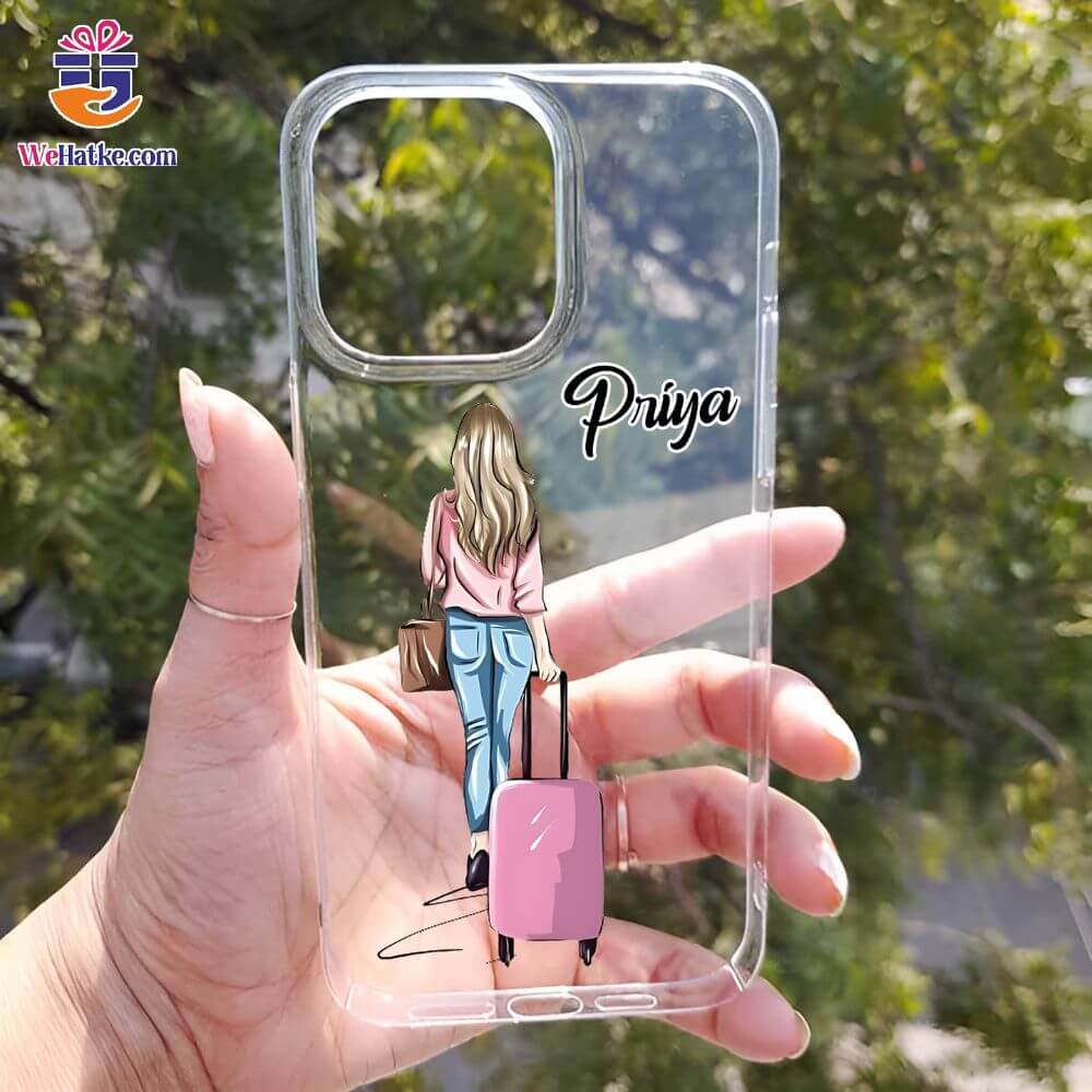 Customized Back Case For Girl Traveling With pink Bag