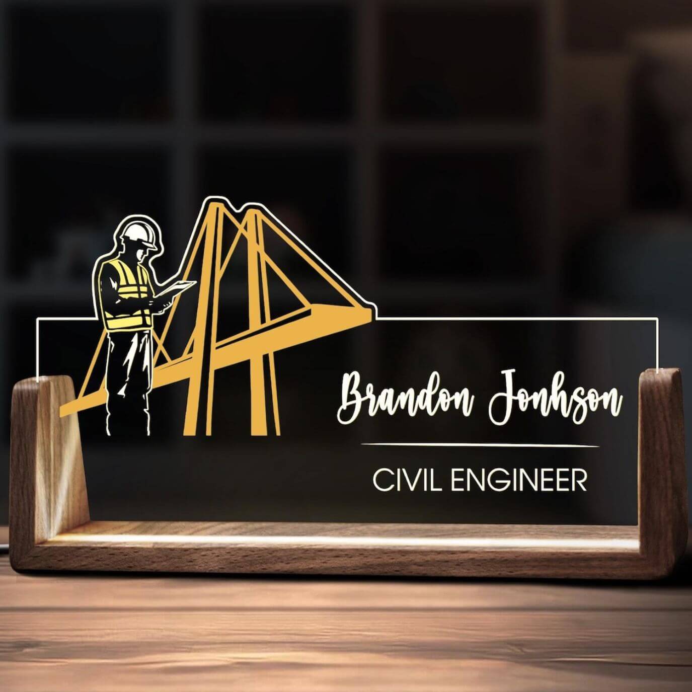 LED Acrylic Nameplate for Civil Engineer