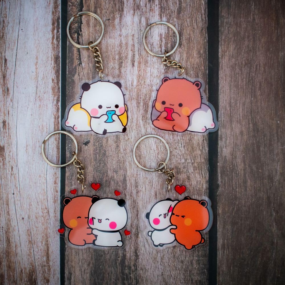 Cute Couple Bubu Dubu Keychain Combo of 4