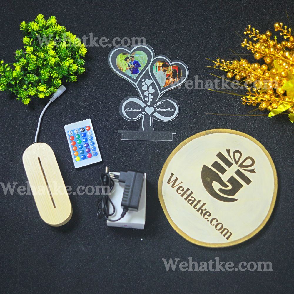 Customized Dual heart photo frame for couple or family