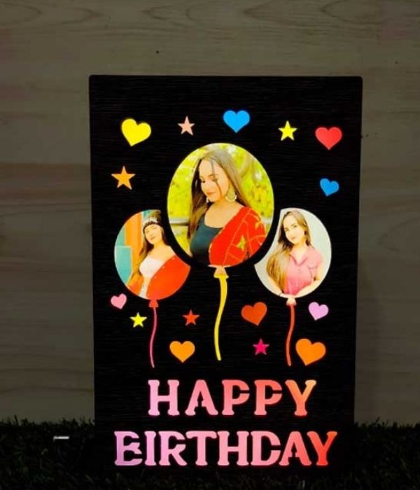 Customized Happy Birthday Balloons LED Frame with Photos
