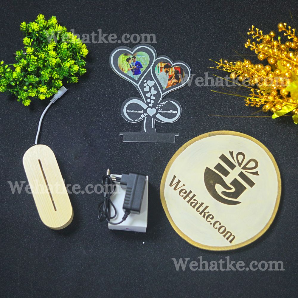 Customized Dual heart photo frame for couple or family