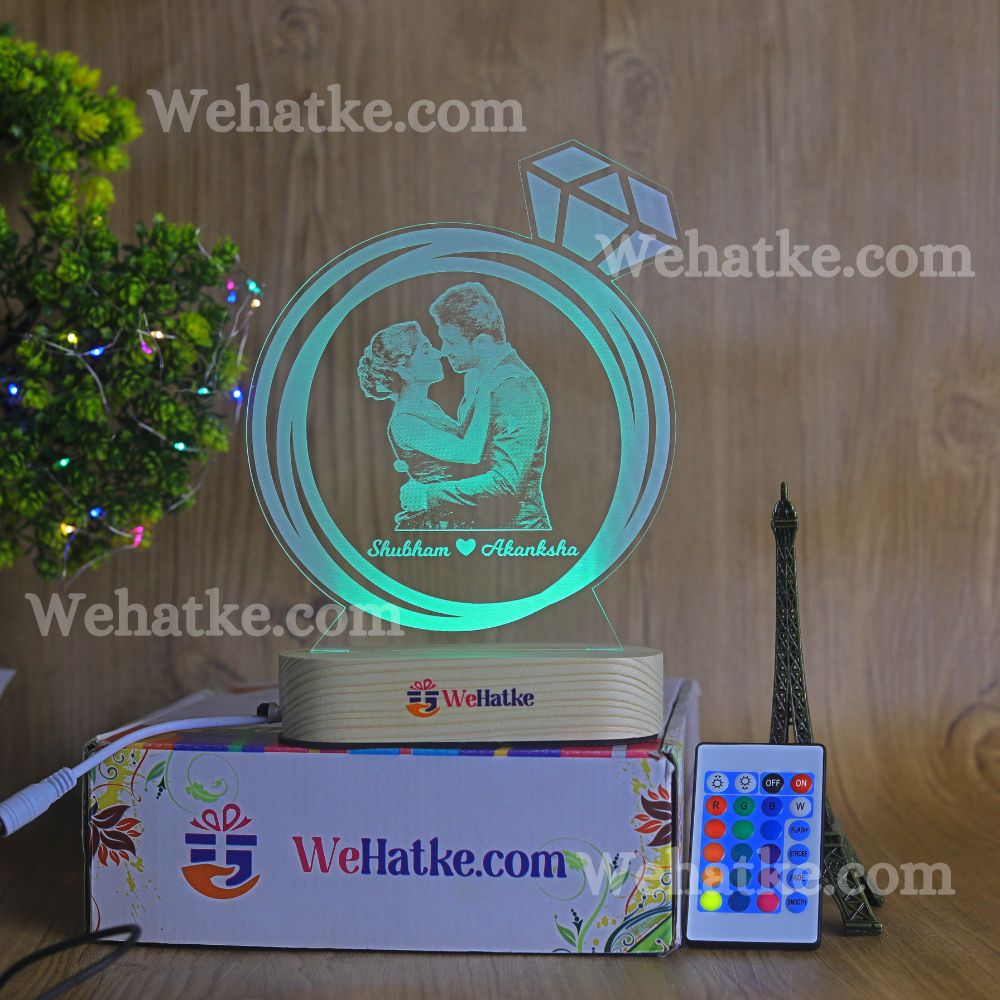 Diamond Ring Couple 3d Illusion Lamp Gift