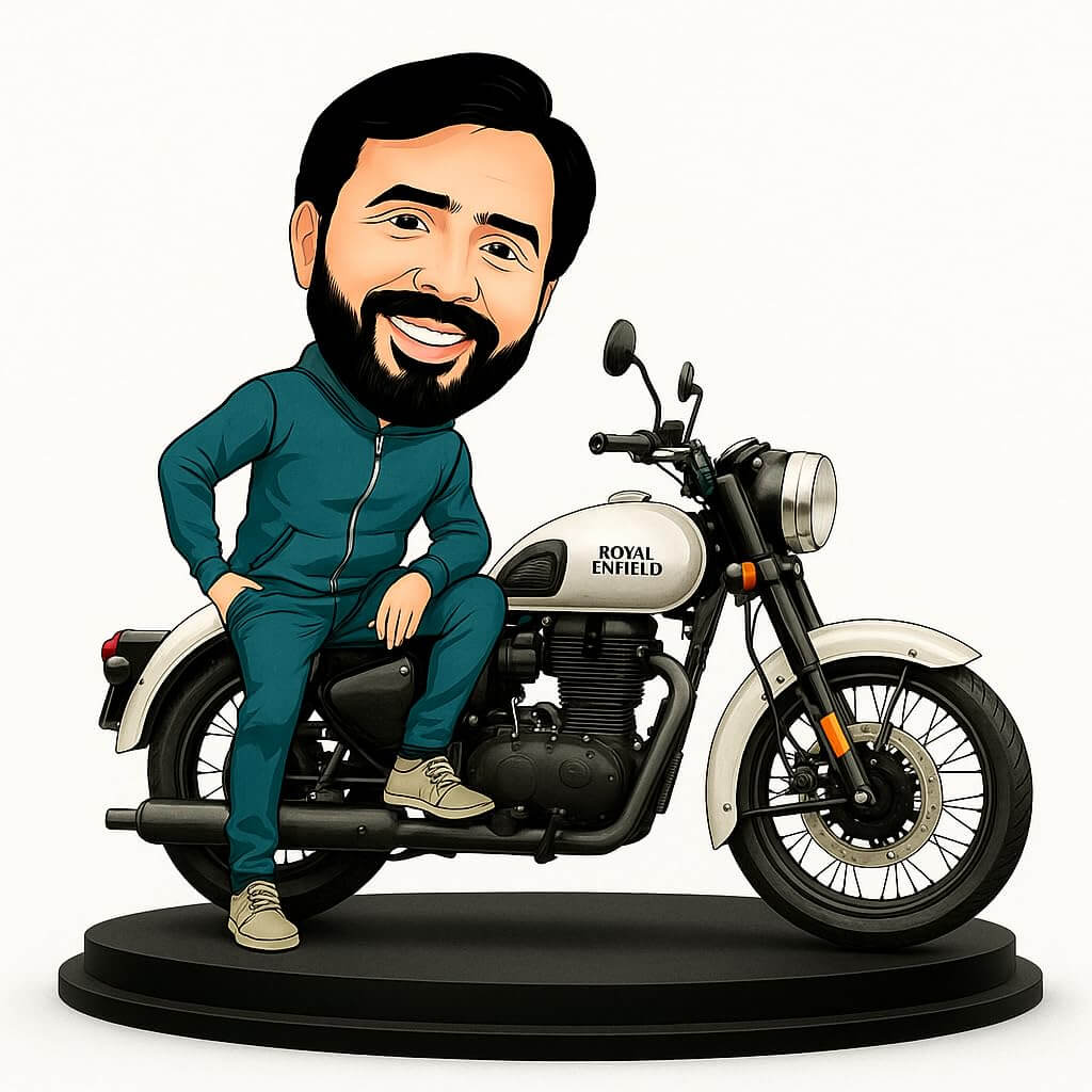 Customized Royal Enfield Bullet Caricature