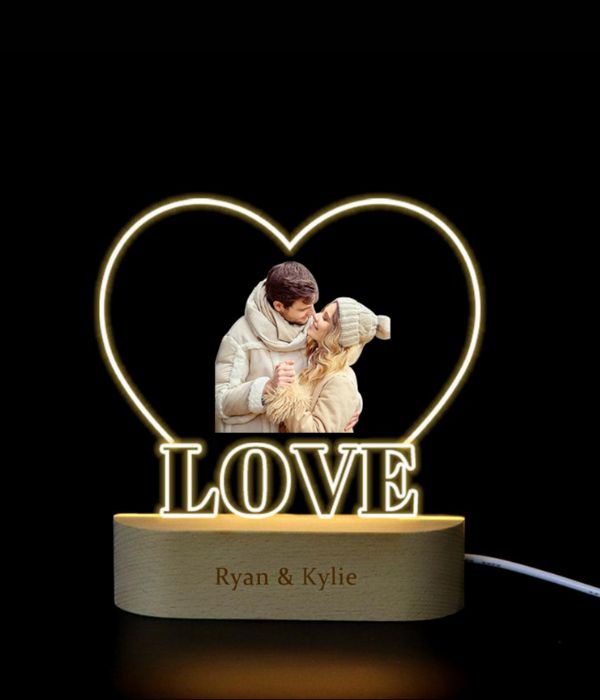 Customized 3D heart lamp with photo for couples