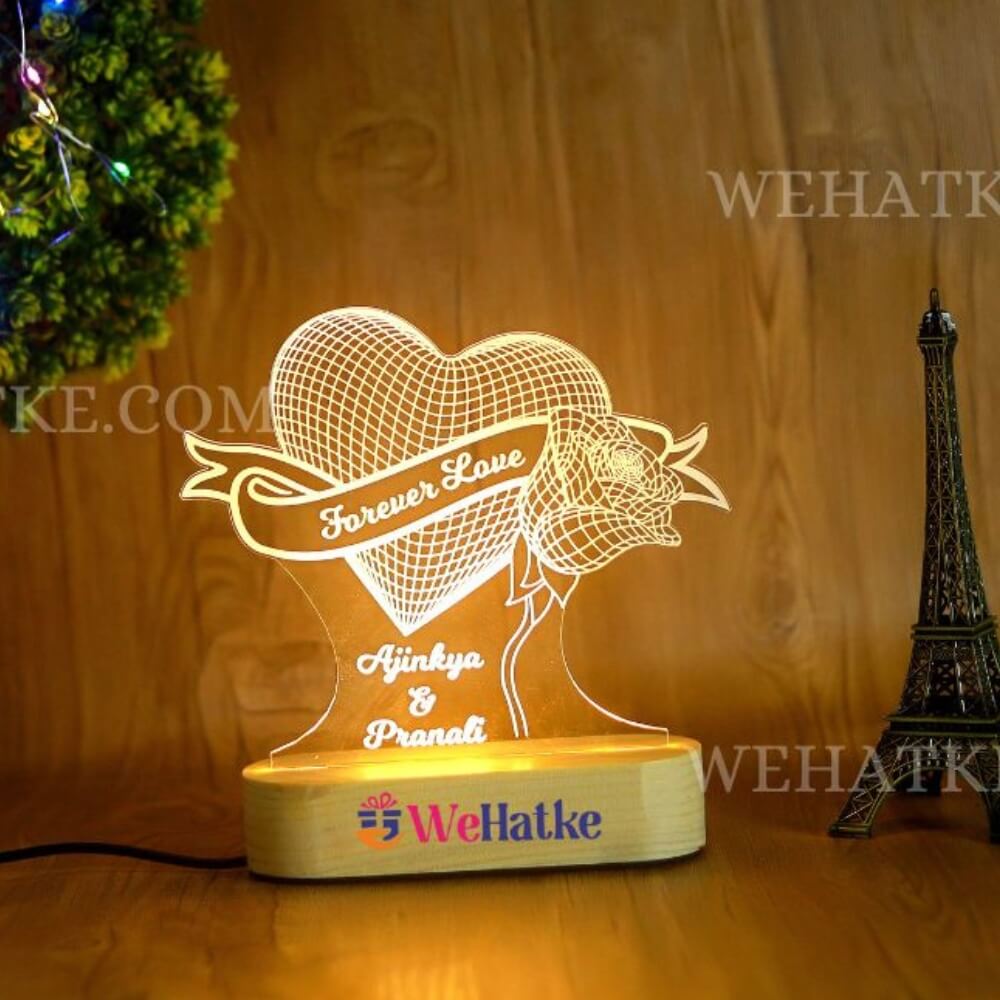 3d heart rose 3d illusion lamp