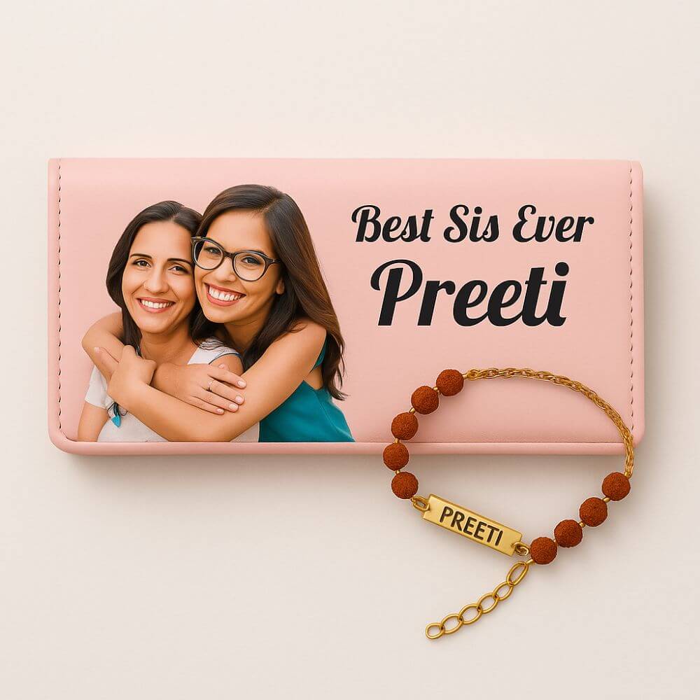 Personalized Wallet with Rakhi Bracelet