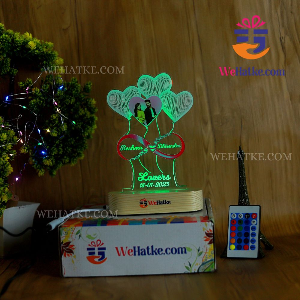 3D illusion Heart Lamp With Your Image And Name