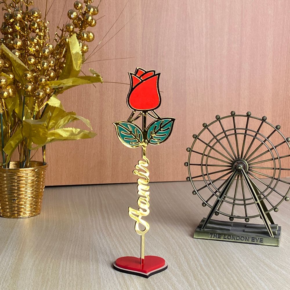 Customized golden Rose with any Name for Couple on Valentine, anniversary