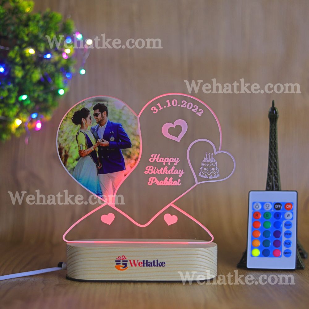 Customized Heart couple lamp with photo