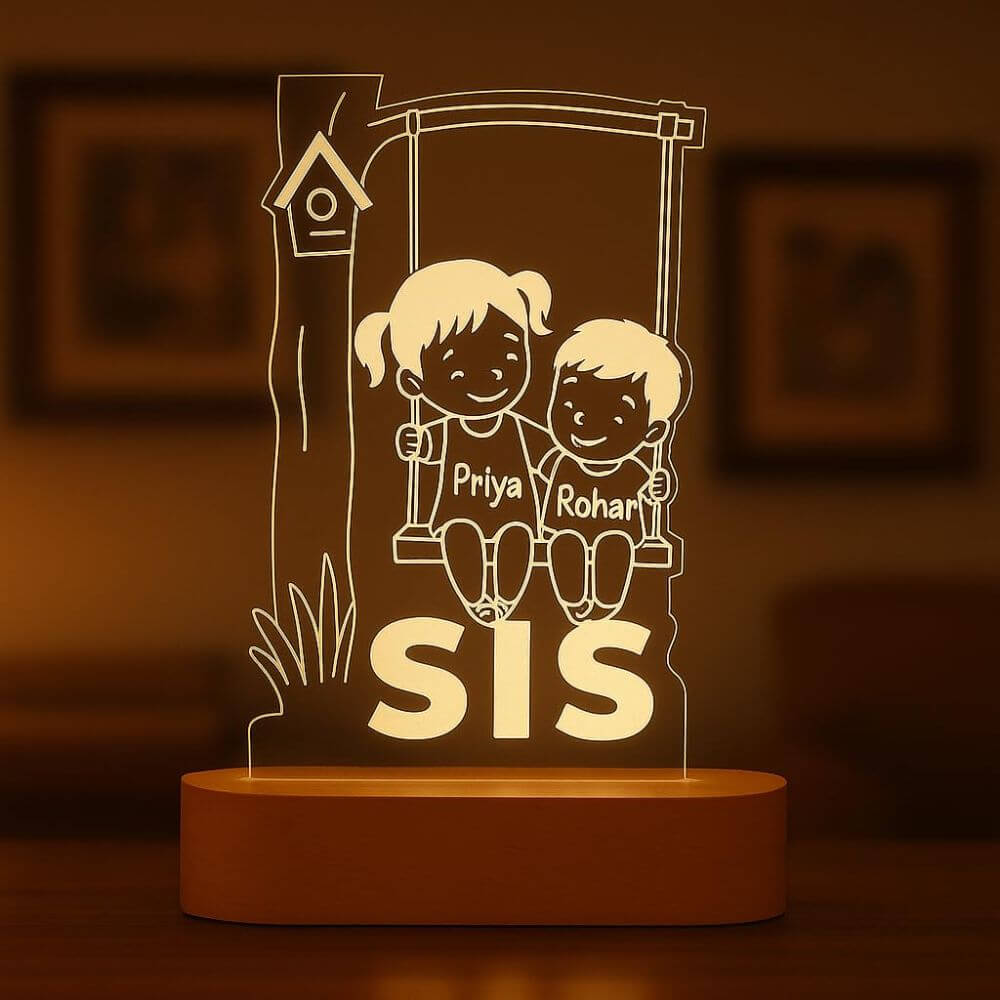 Personalized Brother-Sister Swing LED Lamp