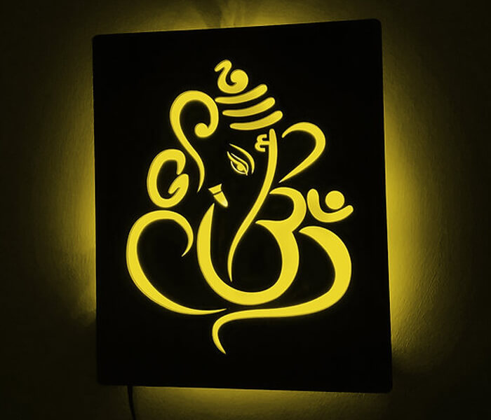 Lord Ganesha Wall wall Handing LED Frame2