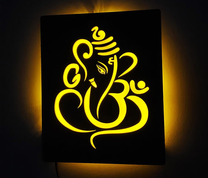 Lord Ganesha Wall wall Handing LED Frame2
