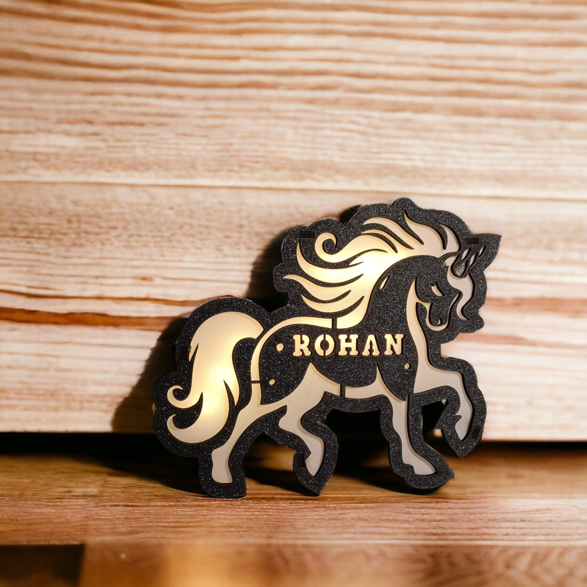 Personalized Wooden Unicorn Lamp With Name