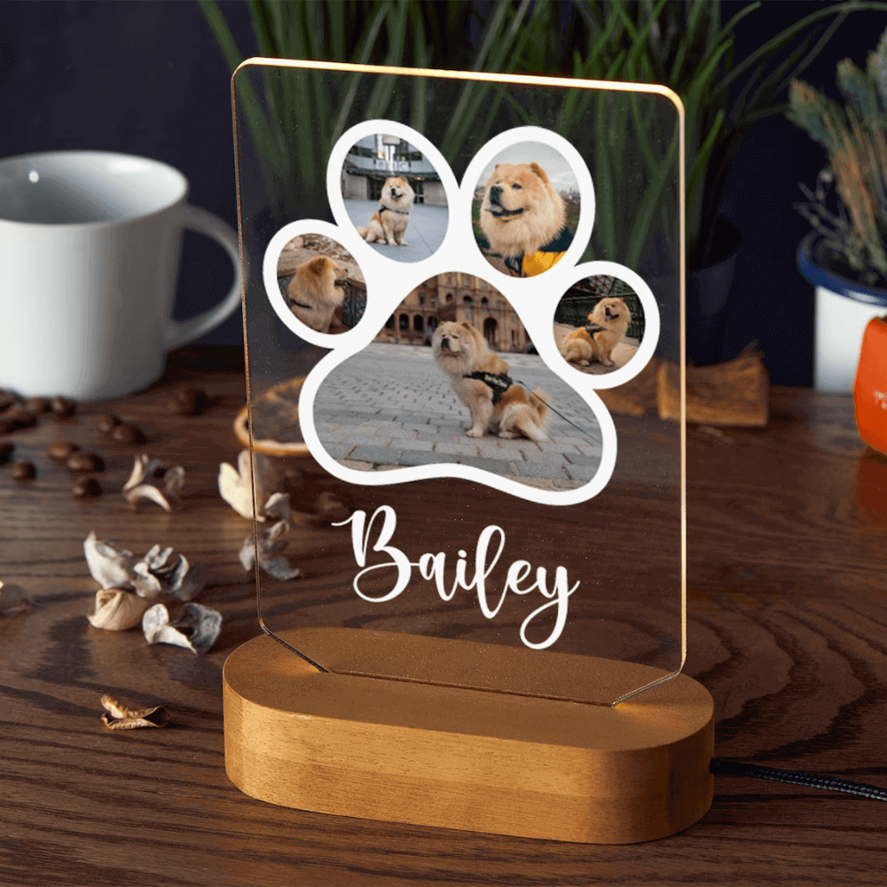 Customized 3D Illusion Dog Photo Lamp With 5 Photos