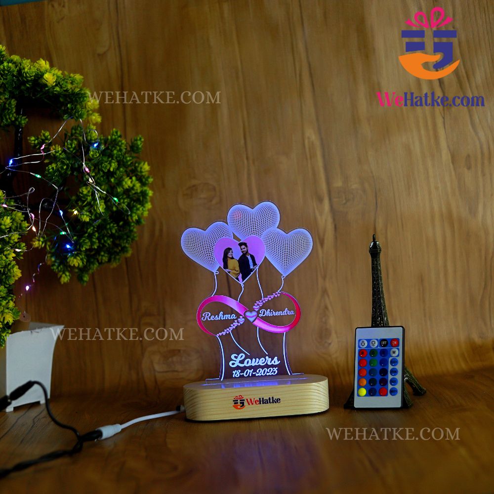 3D illusion Heart Lamp With Your Image And Name