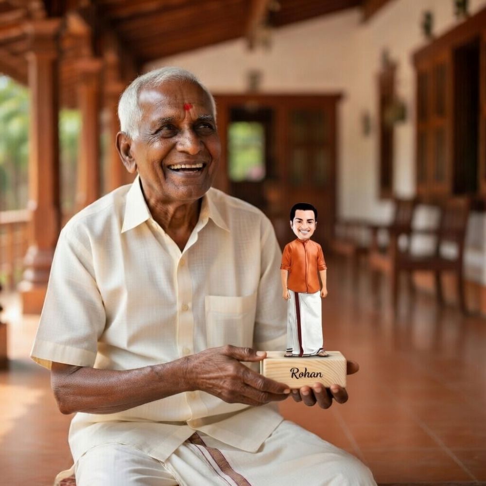 Customized south Indian dhoti kurta caricature