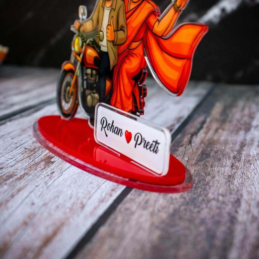 Couple Bike Standee  with Custom Cartoon Faces