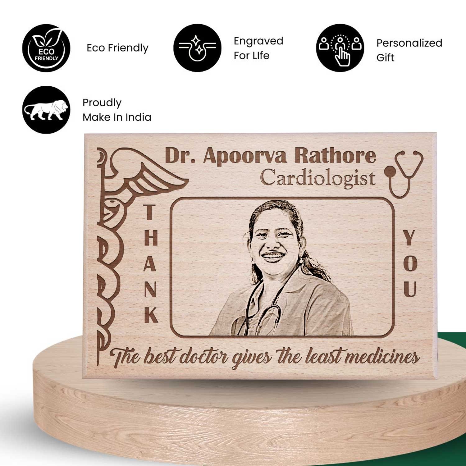 Personalized Engraved Photo Plaque For Doctor