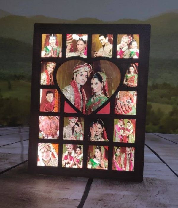 Customized Heart shape collage frame for anniversary.