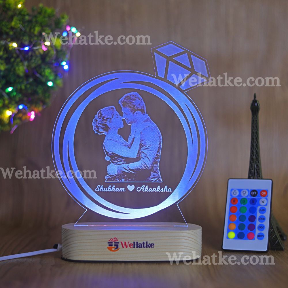 Diamond Ring Couple 3d Illusion Lamp Gift