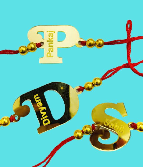 Customized golden name rakhi for boys & girls