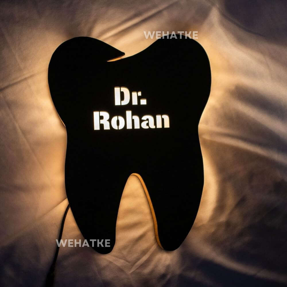 Customized MDF Teeth Led frame with name