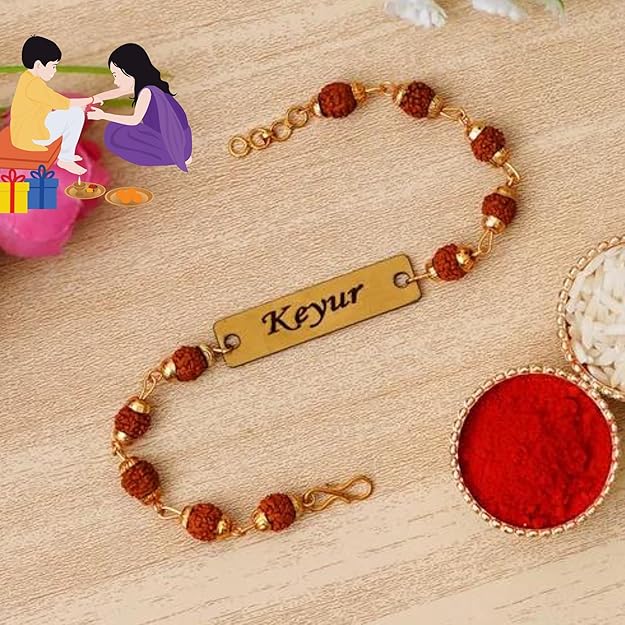 Rudraksha Metal Rakhi with Name