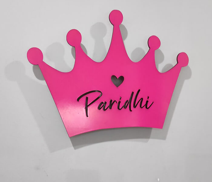 Customized Crown wall Hanging Led Frame with Name