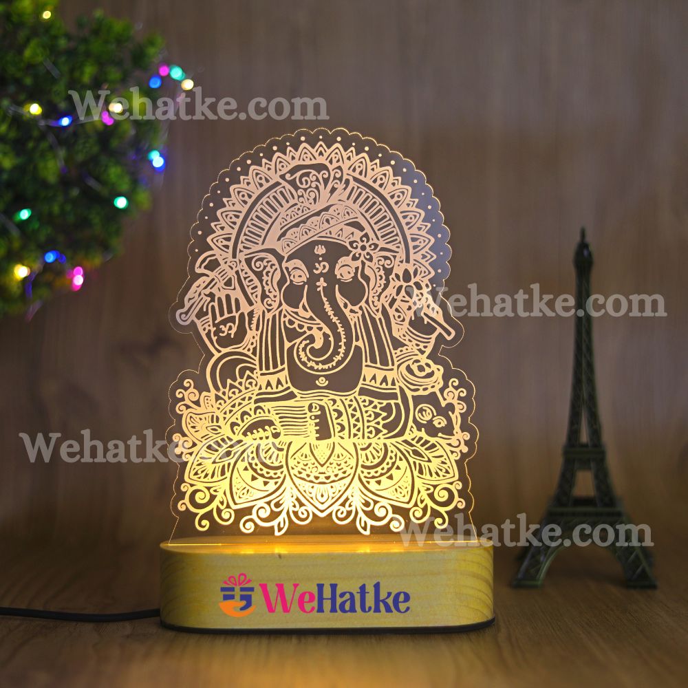Ganesh ji  with choki 3d illusion lamp