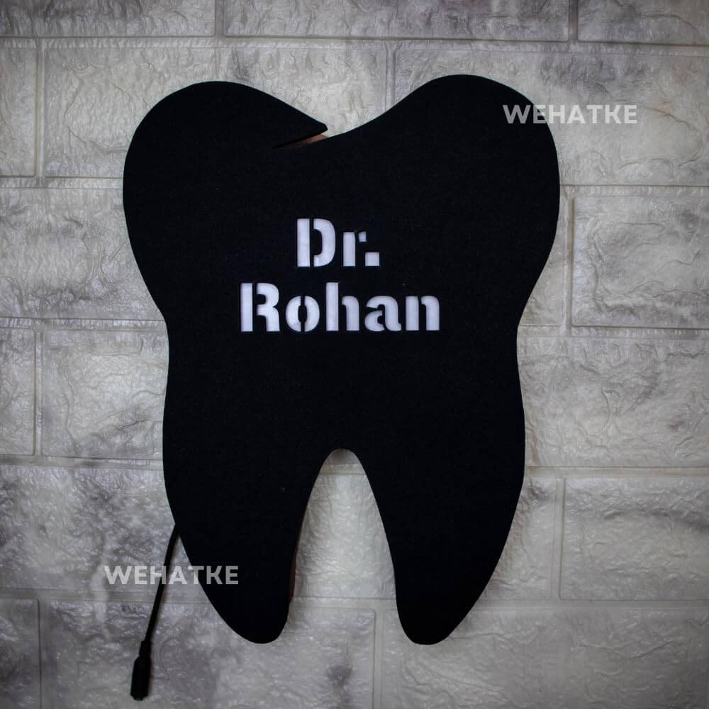 Customized MDF Teeth Led frame with name