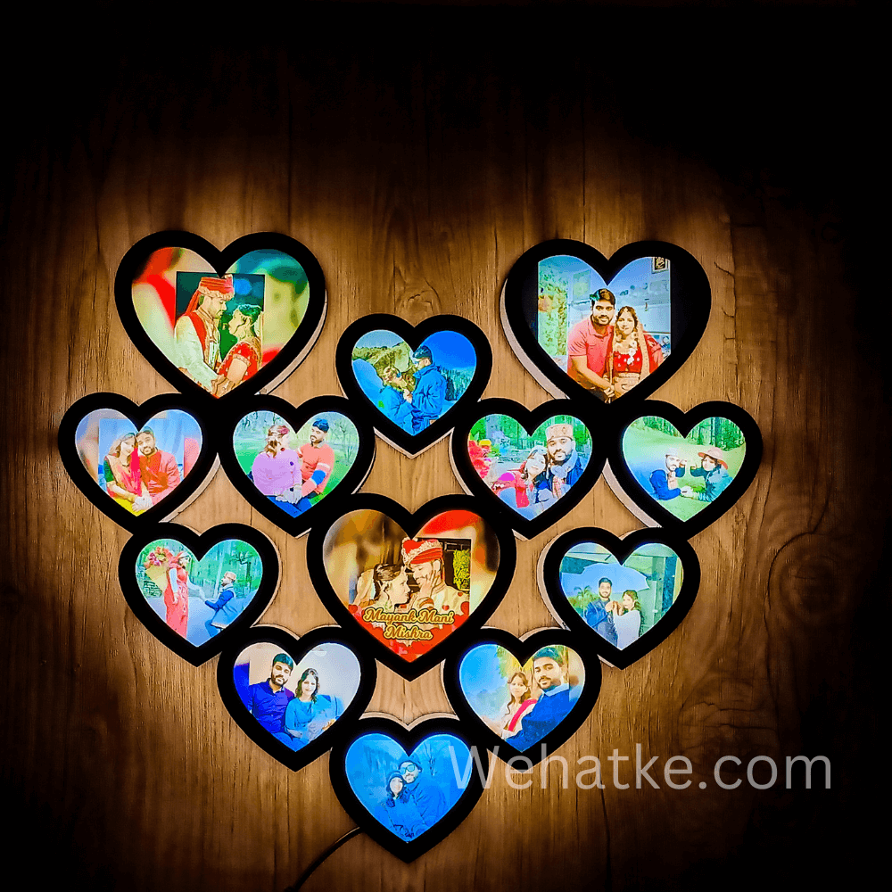 Heart-Shaped LED Photo Frame | Personalized Couple Gift