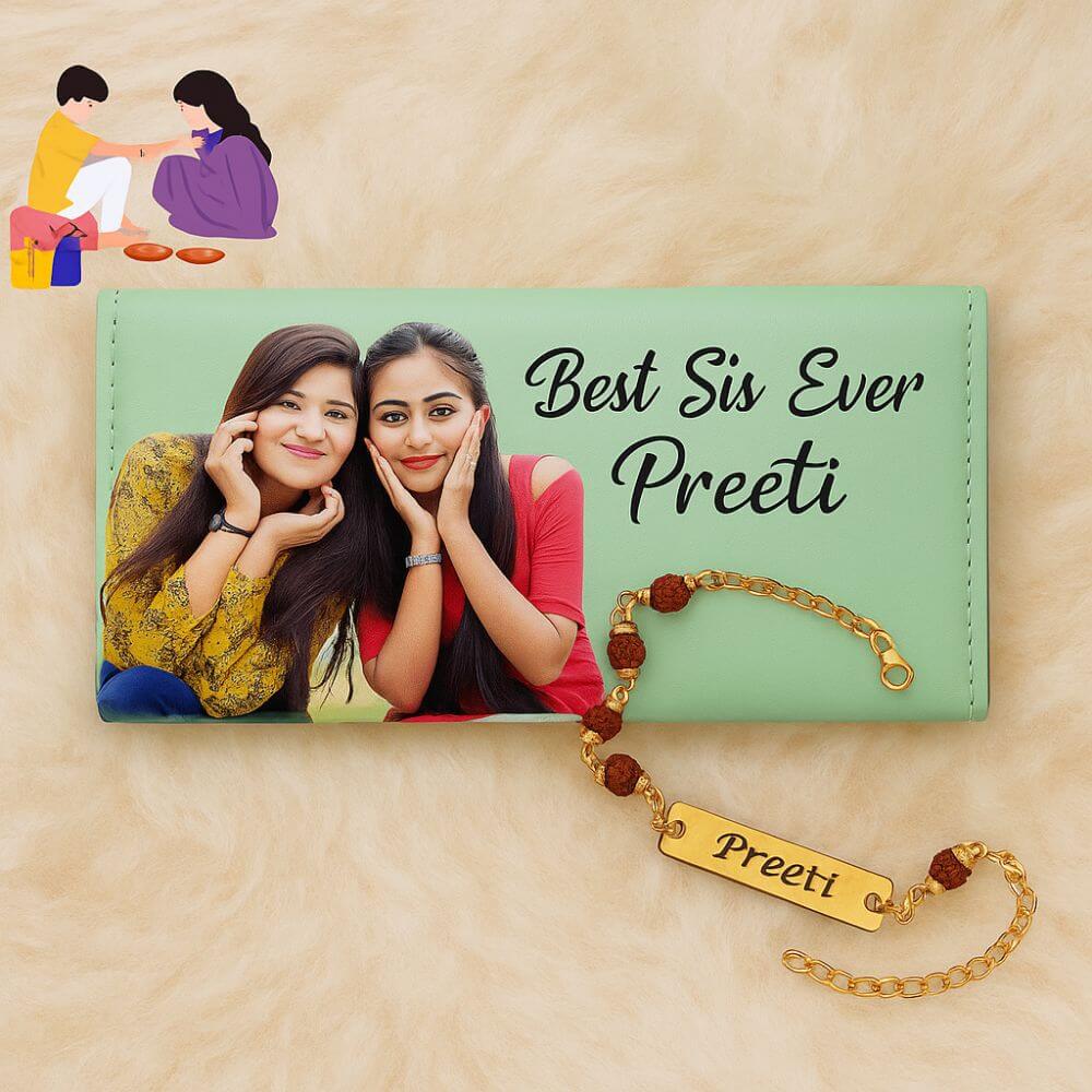 Personalized Wallet with Rakhi Bracelet