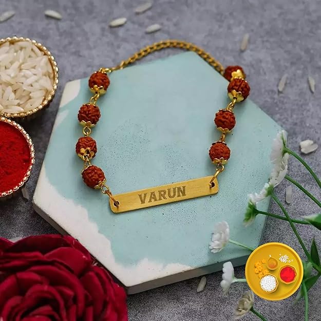 Rudraksha Metal Rakhi with Name
