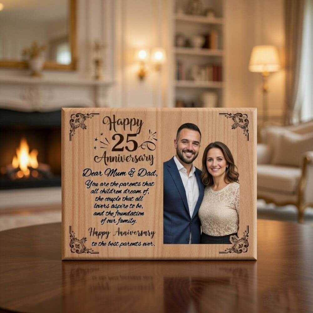 Personalized 25th Anniversary Wooden Photo Frame