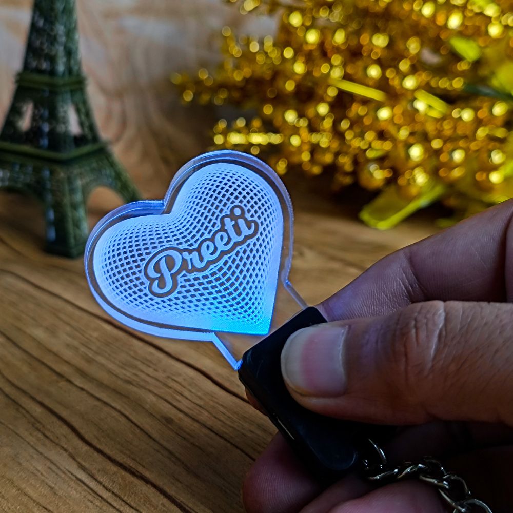 Customized Rechargeable 3D Illusion Light Keychain With Name