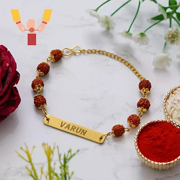 Rudraksha Metal Rakhi with Name