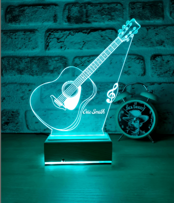 Customized 3d Acrylic Guitar Lamp with name