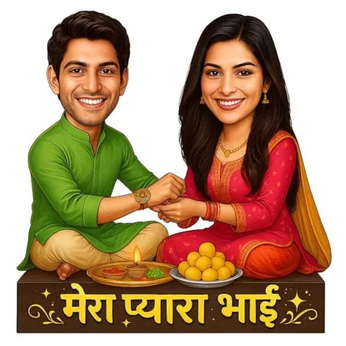 Custom Brother-Sister Rakhi Caricature Standee-Mera Pyara Bhai