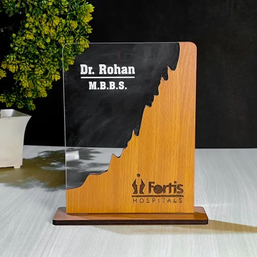 Corporate Wooden & Acrylic Name Plaque – Custom  Award