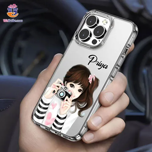 Customized Back Case cute Girl with camera