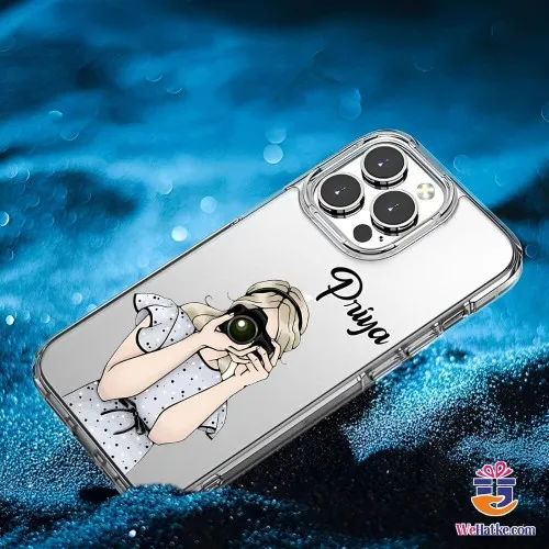 Customized Back Case Girl Clicking photo With Camera