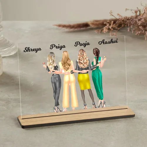 Acrylic Plaque For Bestie With 4 Name