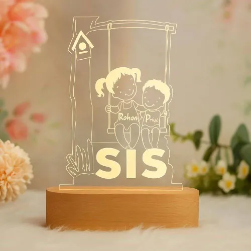 Personalized Brother-Sister Swing LED Lamp