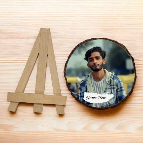 Customized Natural Wooden Slice Couple Photo Frame