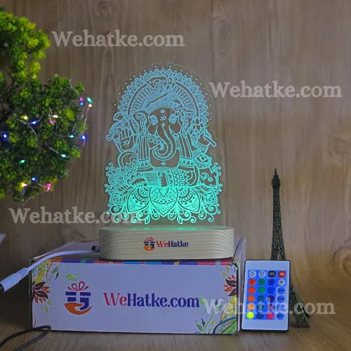 Ganesh ji  with choki 3d illusion lamp