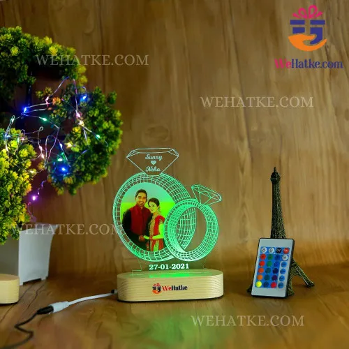 Customized 3D Diamond Illusion Lamp For Couple with photo