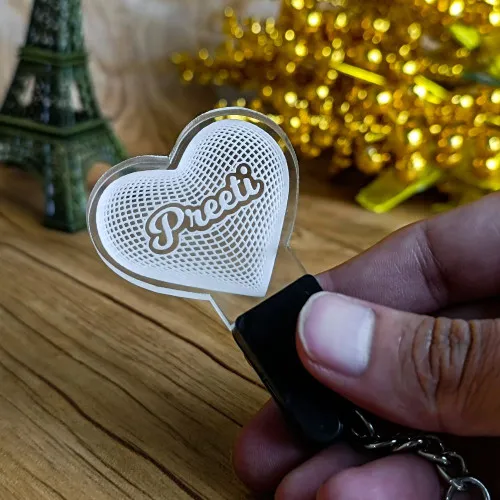 Customized Rechargeable 3D Illusion Light Keychain With Name